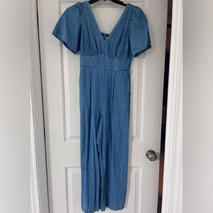 Light Chambray Blue V-Neck Jumpsuit